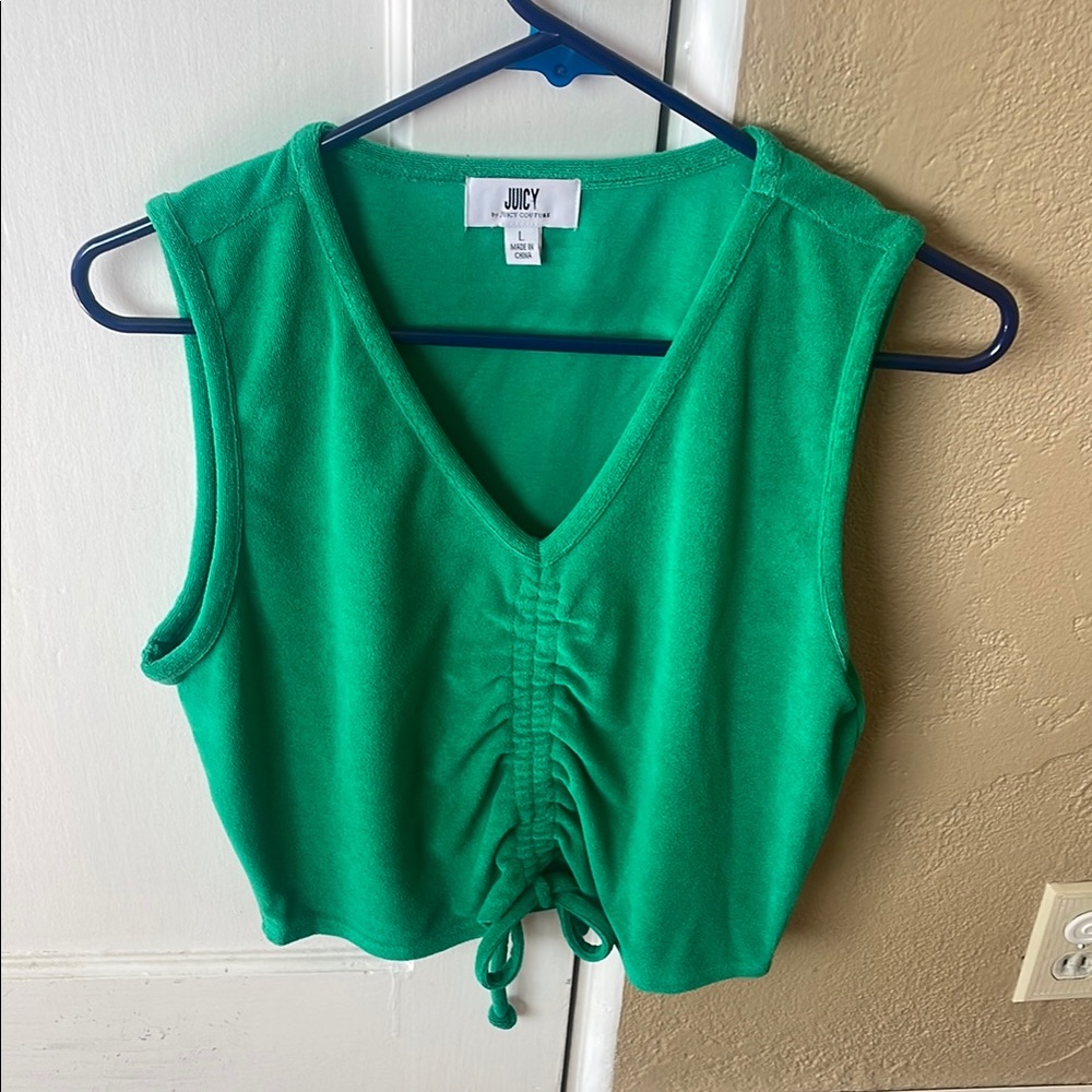 Juicy Couture Green Ruched Crop Tank Top